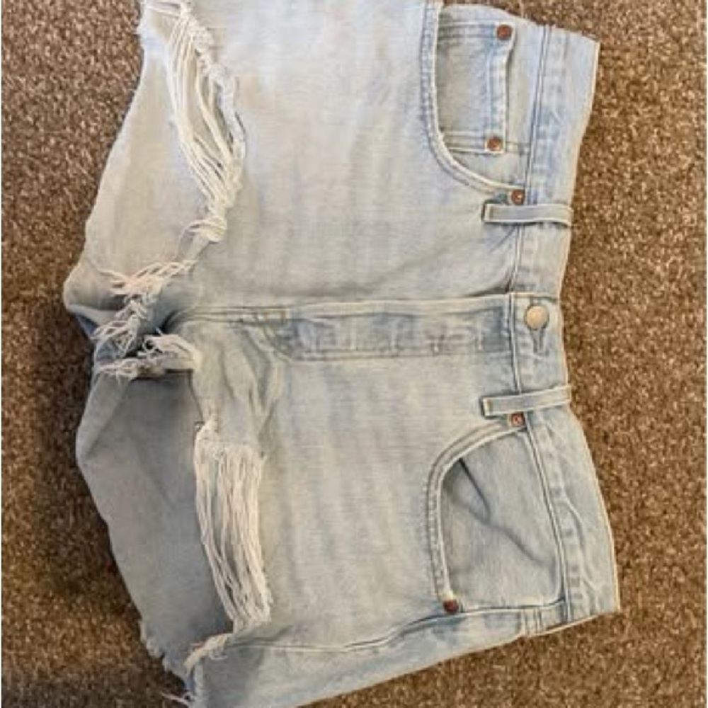Levi's Light Blue Frayed Hem Jean Shorts